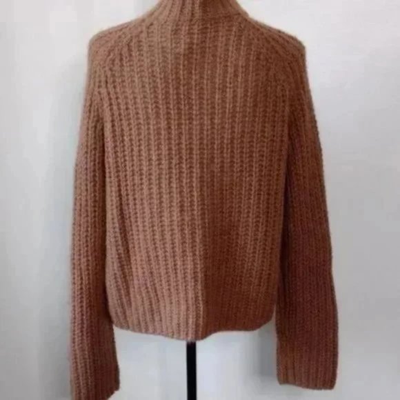 Vince Alpaca Mohair Blend Mock Neck Pullover Sweater Brown Marled M NWT - Picture 5 of 7